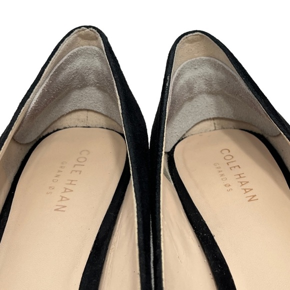 Cole Haan Ophelia Suede Pointed Toe Black 3” Heels with Bow Size 6.5 B - Picture 7 of 13